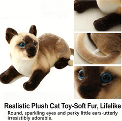 Siamese Cat Stuffed Animal, Shorthair Cat Realistic Plush Cat Stuffed Toys, Gift