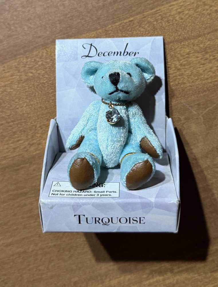 NOS Vintage Russ Berrie DECEMBER Turquoise Birthstone Mini Bear Miniature Month