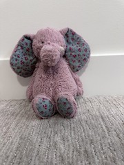 Jellycat Medium 11” Bashful Blossom Elephant Pink Mauve Plush 2013 Retired RARE