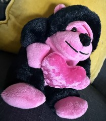 Homerbest Plush Gorilla Ape Pink Heart Valentine’s Day Stuffed Animal 7″ Black!!