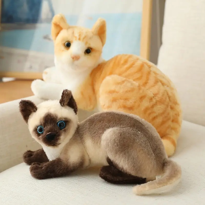 yellow sit 20cm Stuffed Siamese Cat Plush Toy 20/25cm Simulation Shorthair Soft