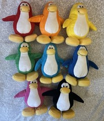 Lot of 8 Disney Club Penguin Rainbow Plain Penguin Plush Toys