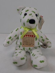 Vintage LUCKY BEARS 8″ Plush Beanbag LOTTO 1999 Lottery Bear with Clip 326
