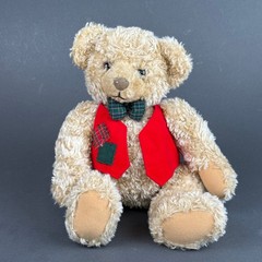 Hallmark Teddy Bear Toy Red Vest Plaid Bow Tie Plush 11 Inch