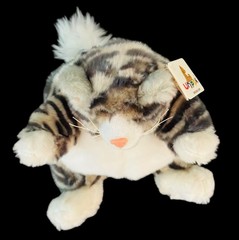 Unipak Baby Plumpee Grey Black Tiger Striped Tabby Fat Cat Kitty 7” Plush Kitten