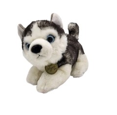 Miyoni Tots by Aurora Plush Siberian Husky Dog 9” Gray White Blue Eyes Soft