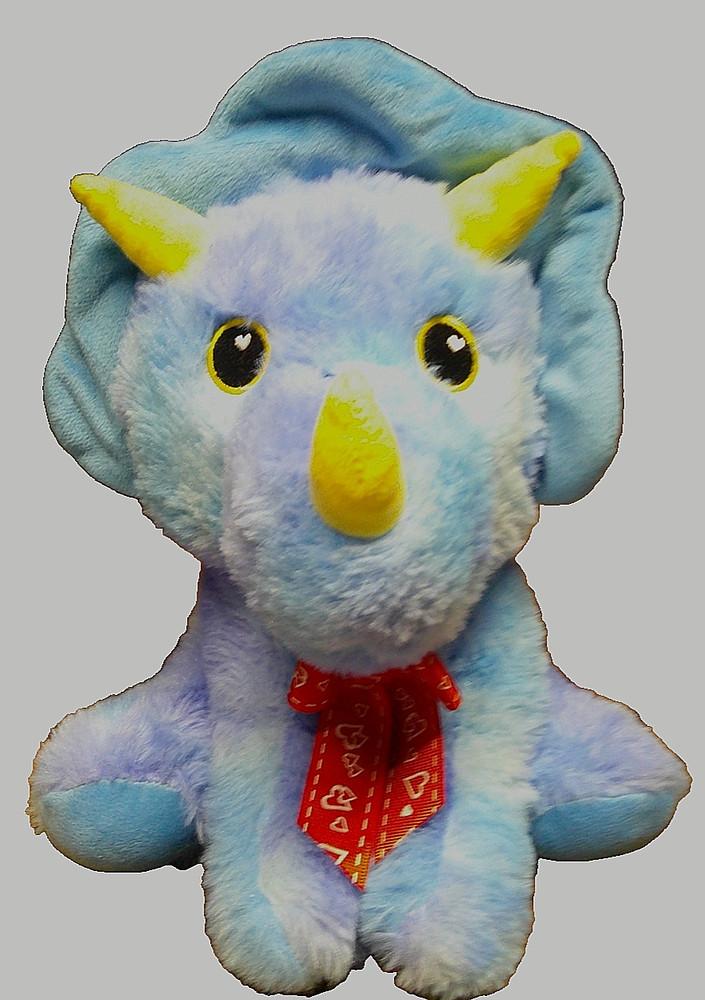 Blue Triceratops Plush+ Red Heart Bow 10″ Stuffed Animal Toy-for All Ages 1030