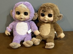 Lot of 2 JAKKS Animal Babies Nursery Monkeys Pink Brown Tested Working 2014 14″
