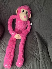 Midwood Brands Dark Pink Hanging Monkey Plush 18” Valentines Day Hearts