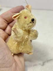 VINTAGE STEIFF PIEPS MOUSE MOHAIR 3 1/2″ RED EYES No Tags