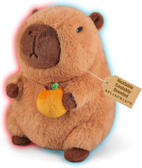 Coolable & Microwavable Capybara with Orange Stuffed Animal, Weighted Stuffed An