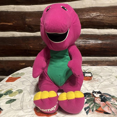 Barney & Friends Dinosaur Plush Purple Green Yellow Medium Vintage 1990 TALKING