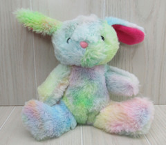 Bunny plush rainbow multi-color pink ears green blue yellow purple tie dye