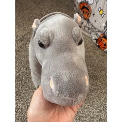 Disney Parks Animal Kingdom Gray Hippo Plush Realistic Stuffed Hippopotamus 18″