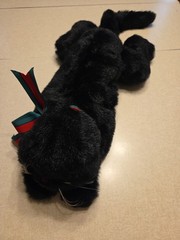 Ms Noah Plush 22″ Christmas Kitty Cat Black Laying Down Bow Vintage Stuffed…