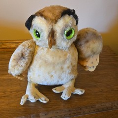 Steiff Owl Plush Stuffed Animal, Brown/Beige Green Eyes Small (6-14 in)