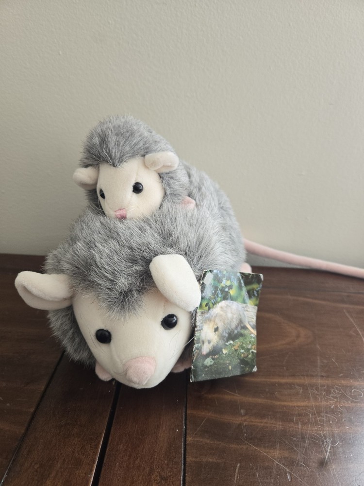 New Mom & Baby Possum 19″ Plush Grey Soft Stuffed Animal Toy Aurora Opossum