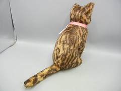 Vintage Excelsior Leopard Tabby Cat Sits Green Glass Eyes Sewn Nose/Mouth 9″