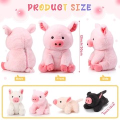 Silipull 5 Pcs Pig Stuffed 12 Inches (Large), 4.72 (Small), Pink