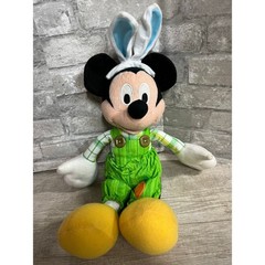 Disney Kcare Mickey Mouse Easter Bunny Ears Green Yellow Plaid Plush Stuff