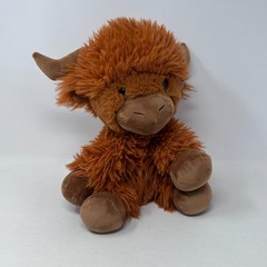 Hugs Cuddles Highland Cow Plush Stuffed Animal Brown Cute Fluffy Cuddle Bull 11″