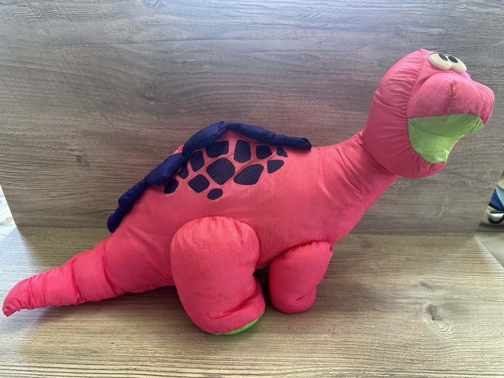 Vintage 1992 Fisher Price Bruce the Brontosaurus Plush Pink Puffalump *Details*