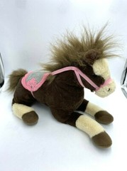 Walmart Brown Cream Pink Gray Plush Horse Pony Saddle Bridle Large 18″