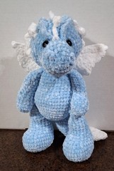 Handmade Dragon Plushie Amigurumi Crochet Soft Blue & White Plush Made By Seller