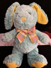 Homerbest Easter Bunny Plush Rabbit Ruffled Fur Green 13″ Yellow ears