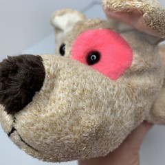 Vintage Chosun Floppy Puppy Dog Tan with Pink Heart Pink Bow 10 inch RARE HTF