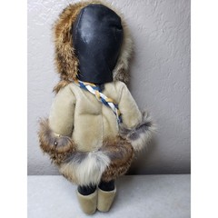 Vintage Inuit Eskimo Doll Real White Fur Alaska Native 12″ Fairy Coquette