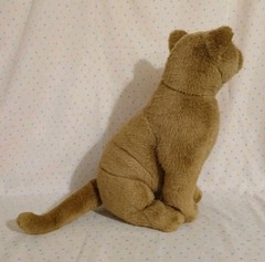 Vintage Realistic Brown Cat Stuffed Animal Plush Toy 10″ Yellow Eyes Black Nose