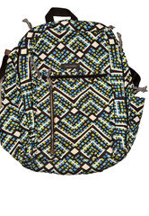 Vera Bradley Rain Forest Canvas Green Blue Brown Backpack