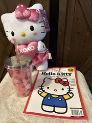 Hello Kitty NWT Musical VALENTINES Side Stepper Plush DANCES + Tumbler& TIME Mag