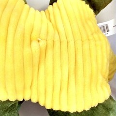 Dinosaur Plush Animal Green & Yellow With Plastic Eyes, White Ears and Horn