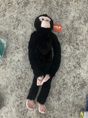 Wild Republic hanging chimpanzee # 15260 Monkey Hanging Plush Black Toy