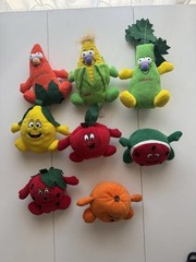 Set Of 8 Vintage Vegetable fruit Friends Plush anthropomorphic carrot corn