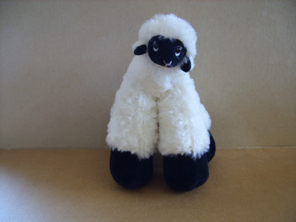 Vintage Best Ever Funny Feet White Black Lamb Sheep Plush Soft Fuzzy 7”