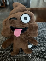 Plush Brown Winking Face Poop Emoji Stuffed Toy 9” Poo Funny with squeekers