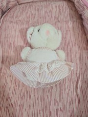 Vintage 1993 TL Toys Pink Doll Carrier Bag Floral w/ Plush Mama Cat & 2 Babies
