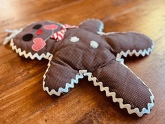 Handcrafted Brown Gingerbread Man Plush Doll with Bow Tie