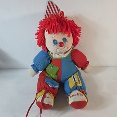 Vintage Amtoy 1983 Teach Me To Dress Clown Doll Plush Zipper Button Snap Tie