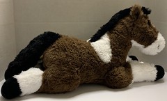 Goffa International Plush 20” SOFT BROWN WHITE BLACK SHAGGY HORSE Stuffed Animal