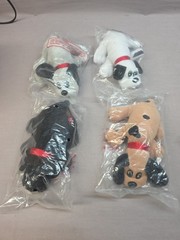 VTG 1986 Tonka Pound Puppies Mini Set of 4 Black Tan White Grey Plush Sealed 8″