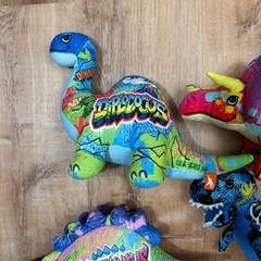 Wild Republic Dinosaur Plush Lot 4 Graffiti Skeleton TRex Triceratop Stegosaurus