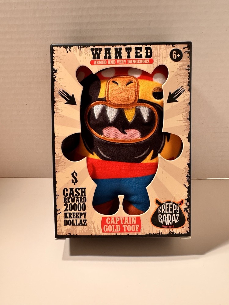 Kreepy Baraz Plush CAPTAIN GOLD TOOF Boxed Misfit Capybara Pirate NIB