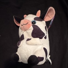 Nanco Belly Buddies Plush Cow Stuffed Animal Small Washable White Black Pink