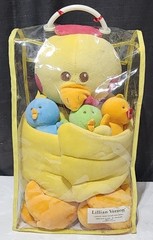 Vtg Rare Lillian Vernon Mama Chicken With 3 Baby Chicks Plush Set With Bag HTF!