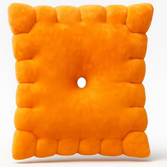 Cheese Cracker Plush Pillow – 10″ Soft Snack Toy for Kids & Adults