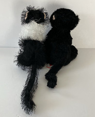 Ganz Webkinz Lot of 2 White+Black Cat & Black Cat 8″ Beanbag Plush Fuzzy Fur